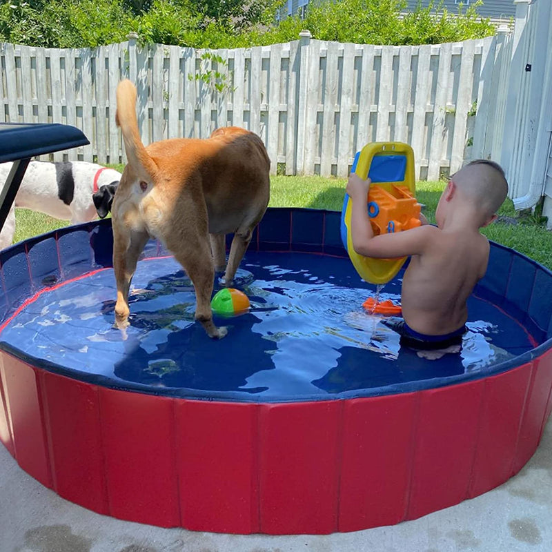 Bingopaw Dog Swimming Pool Bath Dog Pet Puppy Washing Tub Foldable for Outdoor L (80cm x 20cm) L(Dia80cmx20cmH) Red - PawsPlanet Australia