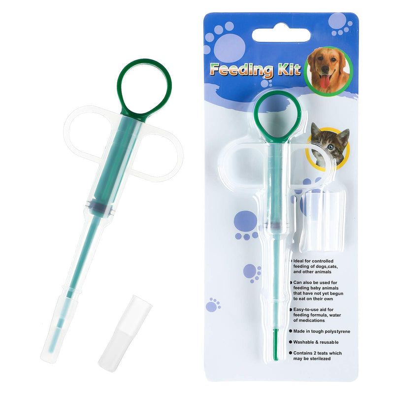 [Australia] - Nuanchu 4 Pack Pet Syringe Pet Pill Syringe Pet Piller Cat Pill Shooter Small Pills Pet Pill Dispenser Soft Tip Syringe Feeders for Cats Dogs Small Animals (Green) 