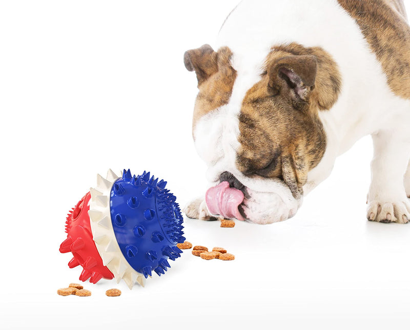 Minoody Dog Toys for Aggressive Chewers l Puppy Teething Chew Toys l Indestructible Dog Toys l Dog Treat Ball l Dog Squeaky Balls for Small, Medium, and Large Dogs l Rubber Fun Interactive Dog Chewer Red/Blue - PawsPlanet Australia