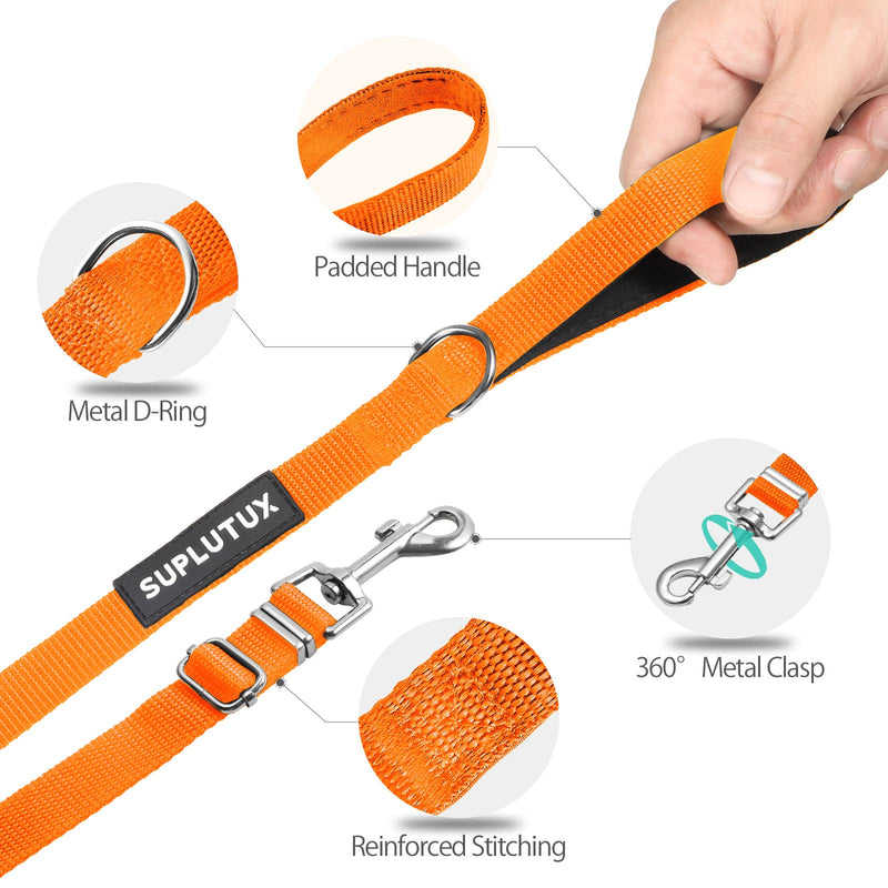SuplutuX drag leash 10m for dogs with storage bag, robust dog leash for large dogs and small dogs, training leash with D-carabiner and handle padding (orange) orange - PawsPlanet Australia