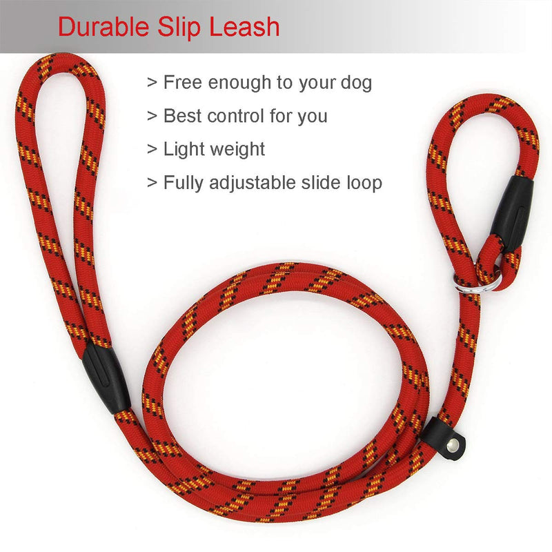 Zhichengbosi Dog Slip Lead, Extremely Durable Strong Dog Training Leash Rope, 150 cm Long Adjustable Pet Lead Leash For Small Medium Dogs (10-80 lbs) red - PawsPlanet Australia