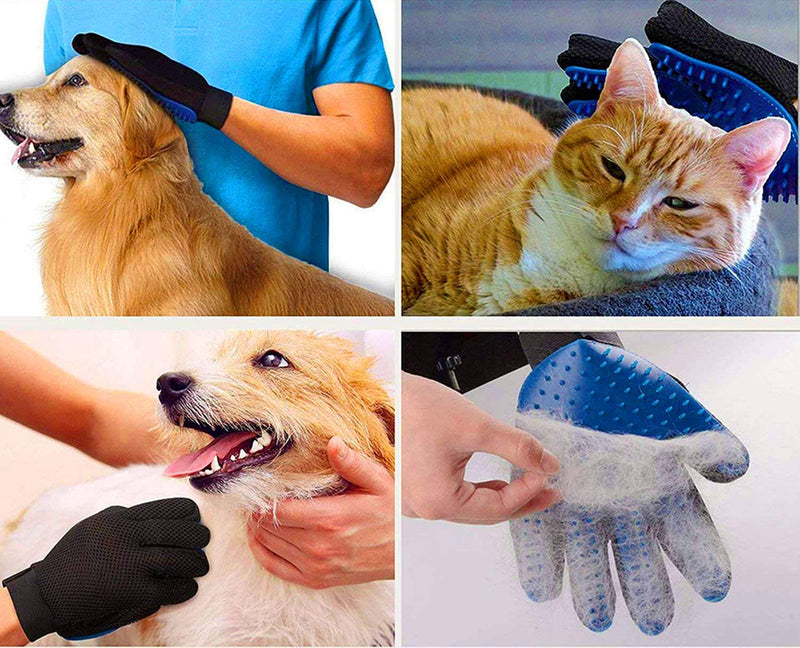 Teenway Pet Grooming Glove 1Pair - Pet Hair Remover Glove Bath Glove - Gentle Deshedding Efficient Pet Mitt - Pet Massage Glove - Designed for Medium and Long Haired Cats Dogs and Other Pets - PawsPlanet Australia