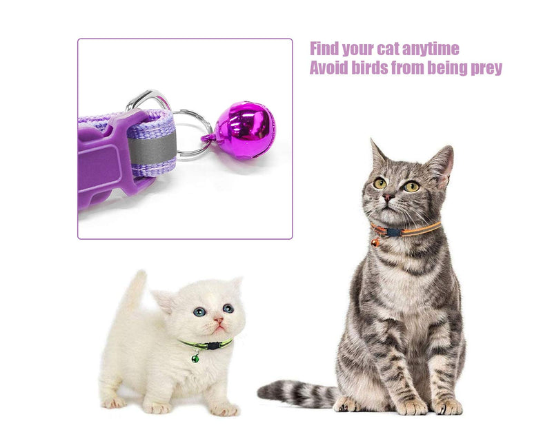Cat Collars with Bells and Safety Release, 6 Pack Reflective Cat Collars Adjustable 19-32cm - PawsPlanet Australia