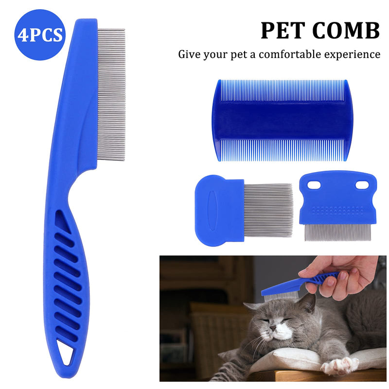 Molain Cat Dog Flea Comb, Pet Tear Stain Remover Comb Set Pet Dog Cat Grooming Comb (4 Pieces) 4 Pieces - PawsPlanet Australia