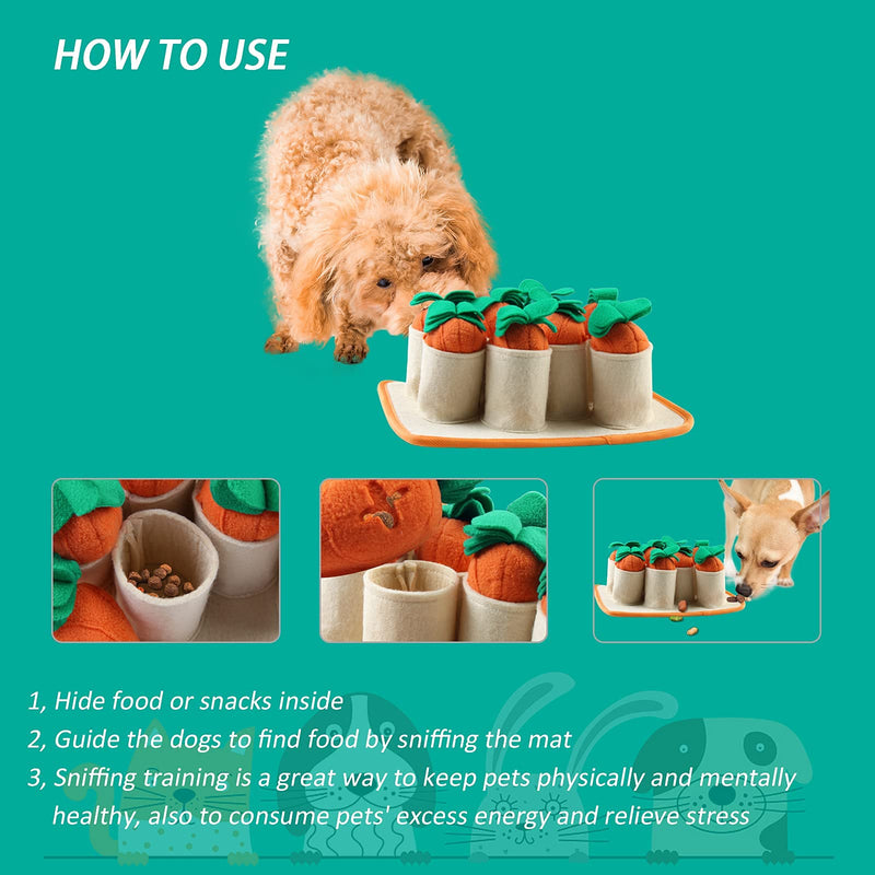 Dog Enrichment Toys, Snuffle Mat for Small Dogs, Dog Puzzle Toys for Puppies, Squeaky Dog Toys Puppy Chew Toys for Teething Small Dogs CARROTS - PawsPlanet Australia