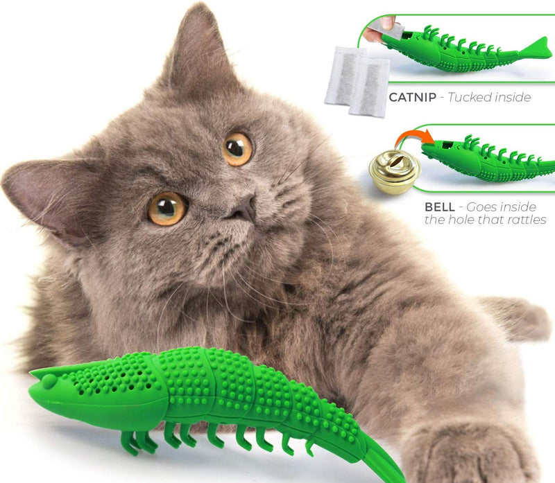 [Australia] - Smokey's Stash Cat Toy Interactive Catnip Dental chew cat Toothbrush refillable with Bell 