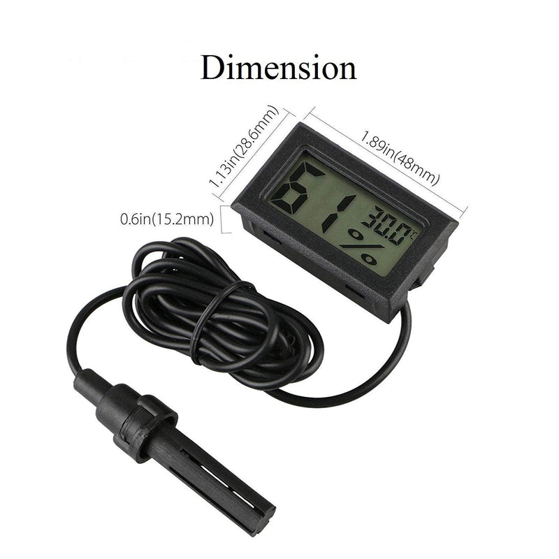 Eidyer Digital Thermometer Hygrometer, Mini Probe Embedded Thermometers Temperature Humidity Gauge Meter for Reptile Incubator Aquarium Poultry Office Living Room -Black, 4.8cm×2.8cm×1.5cm - PawsPlanet Australia