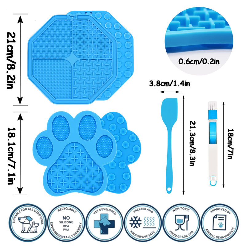 QETRABONE 5Pack Lick Mats for Dogs, Dog Lick Pad - Dogs Bath Buddy, [Blue] Large + Small Combination, Suction Pads for Grooming Bathing,Reduce Anxiety for Pet Bathing, Just Add Peanut Butter - PawsPlanet Australia