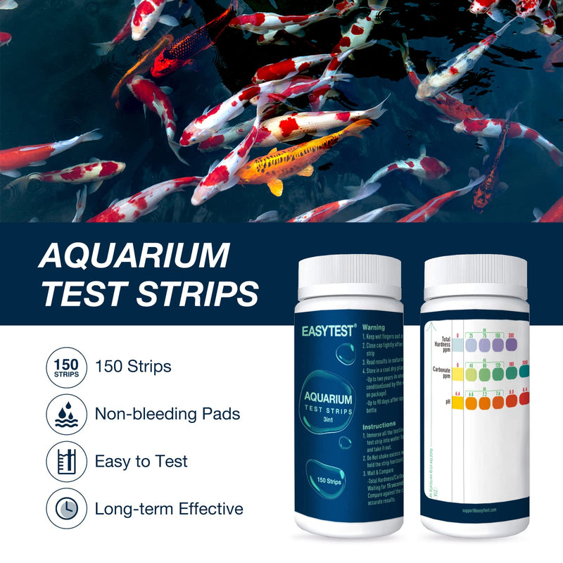 EASYTEST Aquarium Test Strips, Fish Tank Test Kit for 6 in 1 Freshwater Saltwater Nitrate Nitrite Chlorine Carbonate Hardness pH；Ammonia Test Strips 3 in 1 Aquarium test strips - PawsPlanet Australia