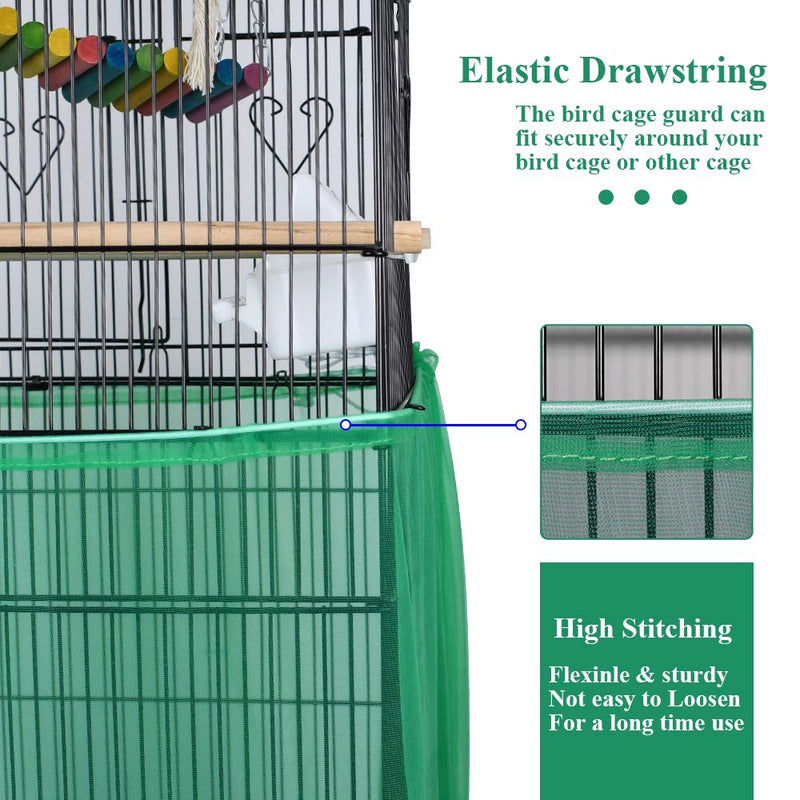 ASOCEA Extra Large Bird Cage Seed Catcher Seeds Guard Skirt Birdcage Nylon Mesh Netting Parrot Parakeet Lovebirds Round Square Cage - Green (Not Include Birdcage) - PawsPlanet Australia