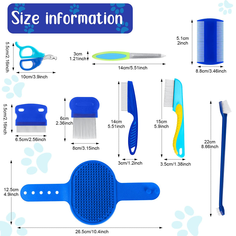 12 Pieces Rabbit Grooming Kit Nail Clipper and Trimmer Pet Hair Remover Long and Short Comb Tear Stain Remover Comb Small Animal Massage Brush Double-Sided Comb and Toothbrush for Bunny Rabbit Hamster Blue - PawsPlanet Australia