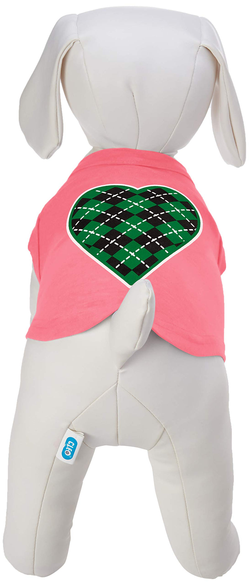 [Australia] - Mirage Pet Products Argyle Heart Green Screen Print Shirt Bright Pink Med (12) 