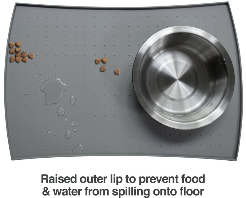 PetFusion X-LARGE Waterproof Dog Food Mat (86x58 CM). FDA Grade Silicone [superior hygiene, non-toxic, multiple sizes] Gray - PawsPlanet Australia