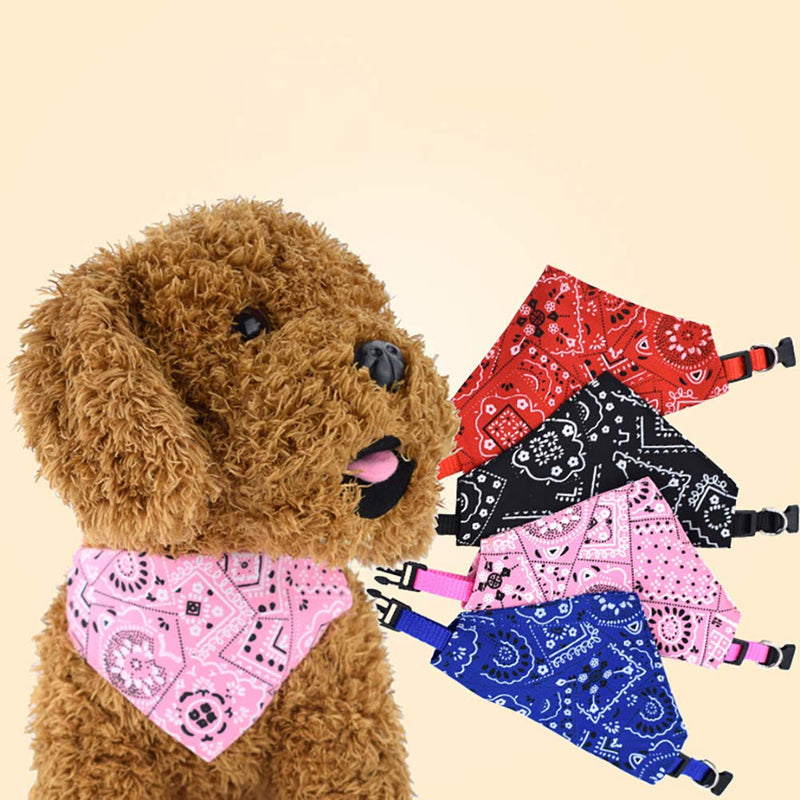 Dog Bandana Collar, 4 Pack Puppy Bandana for Dog Neckerchief Boho Style with Adjustable Strap, Cute Dog Collar for Dog Cat Small/Medium/Large Size S (4 Count) - PawsPlanet Australia