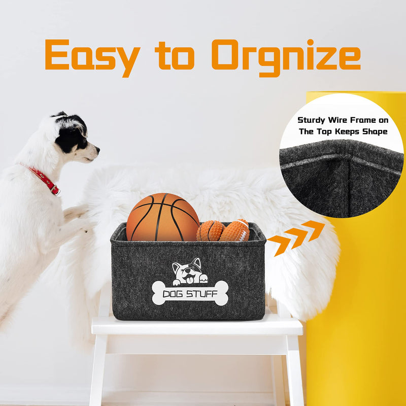 Thankspaw Dog Toy Basket, Pet Supplies Storage Basket with Metal Handle, Collapsible Pet Storage Collection for Organizing Dog Cat Toys - PawsPlanet Australia