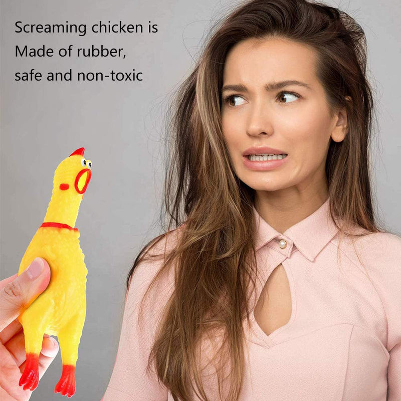 YUESEN Rubber Screaming Chicken Toy Yellow Rubber Squaking Chicken Toy Novelty Durable Rubber Chicken for Kids,Shrilling Decompression Tool Gadgets - 6 Pcs - PawsPlanet Australia