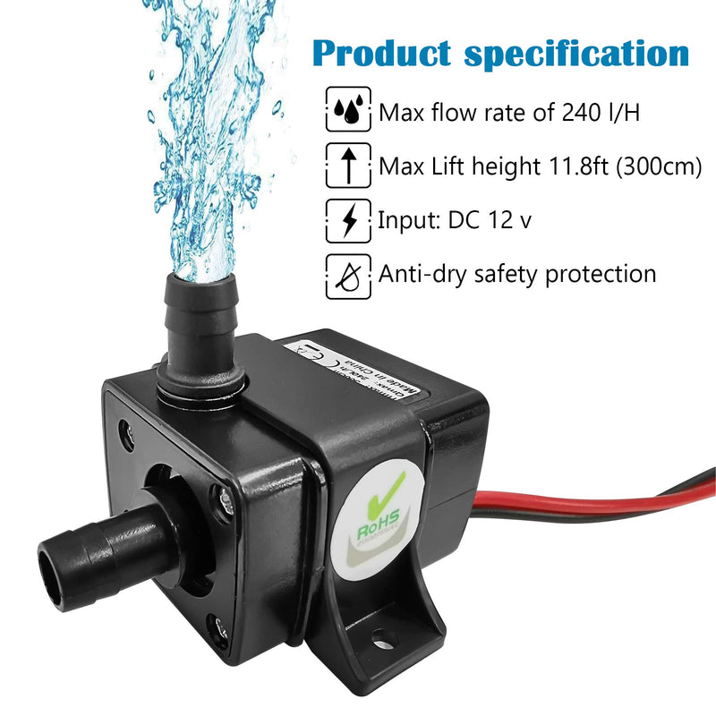 [Australia] - JuTai Small Submersible Pump with 9.84ft High Lift (240L/H 4W), Submersible Water Pump DIY Apply for Pond, Aquarium, Fish Tank Fountain, Hydroponics, Water Dispenser, Waterscape Handicraft 