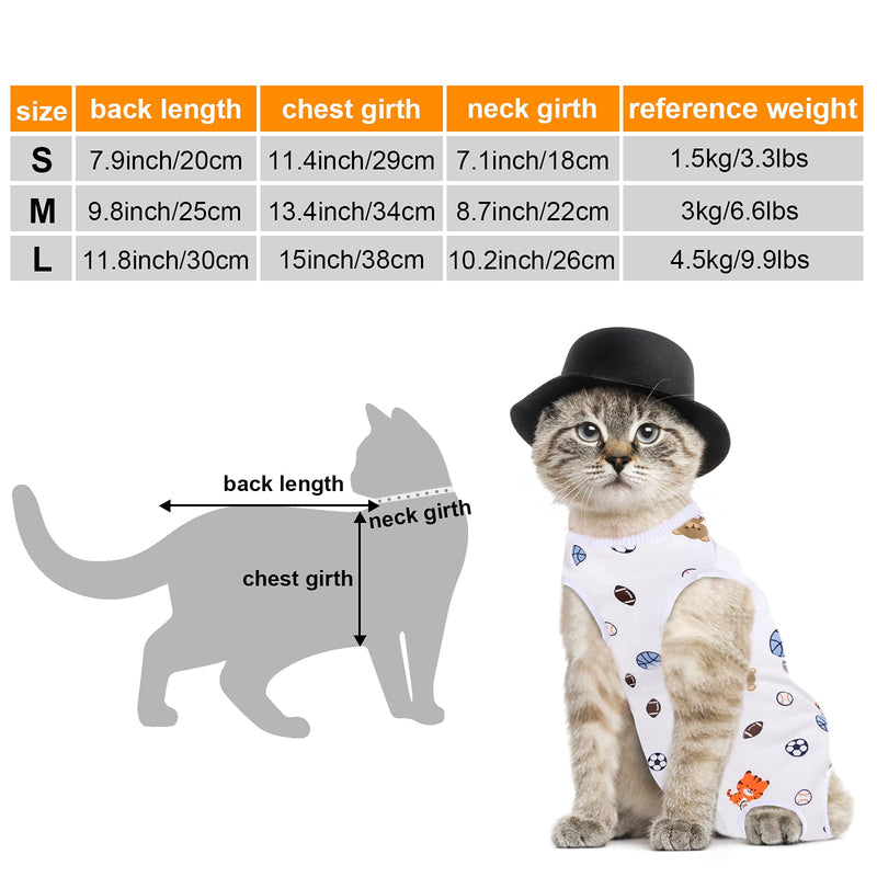 URATOT 4 Pieces Cat Recovery Suit Cat Surgery Recovery Suit Kittens Physiological Clothes Cotton Breathable Cat Clothes for Abdominal Wounds or Skin Diseases Donut + Football + Banana + Strawberry Small - PawsPlanet Australia