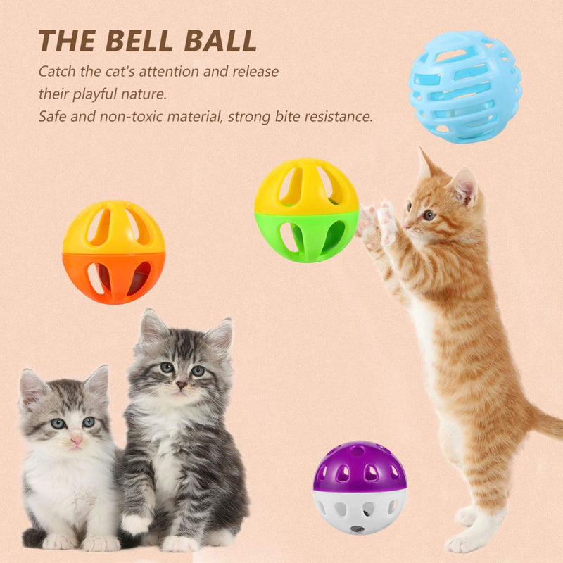 [Australia] - POPETPOP 18PCS Cat Toy Balls - Cat Kitten Color Play Ball Set with Knitted Balls, Feather Balls, Crinkle Balls, Pompon Balls, Jingle Bell Balls 