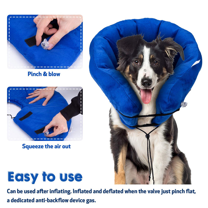 Hengu Inflatable Dog Pet Recovery Collar [Upgrade Version], Protective Adjustable Soft Dog Cat Conical Cone E-Collar Elizabethan Collar for after Surgery Promote Recovery (With an Inflator) M - PawsPlanet Australia
