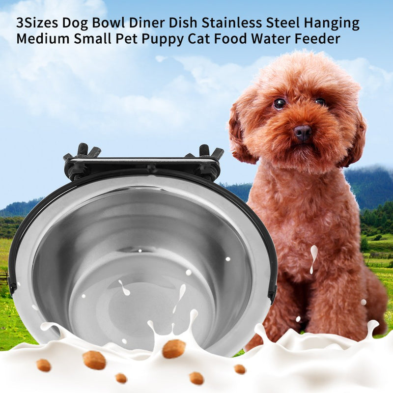 Dog Bowls, Stainless Steel Hanging Pet Bowl Food Water Feeder for Medium Small Pet Dogs Puppy Cat (L) L - PawsPlanet Australia