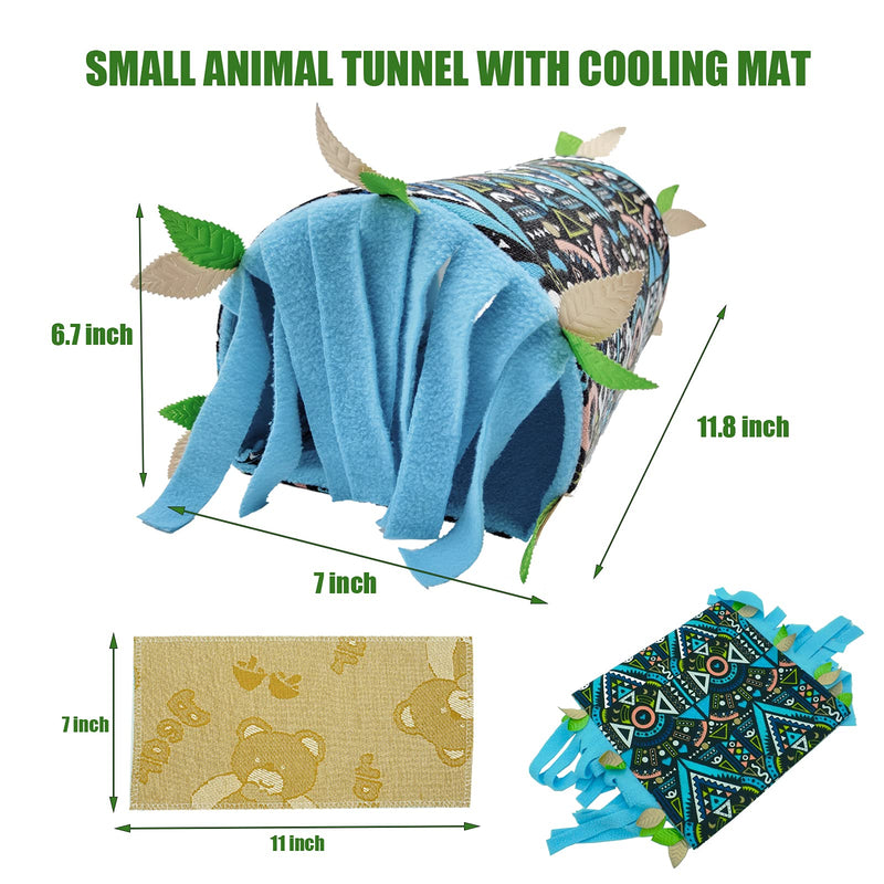 Pet Small Animal Tunnel , Guinea Pig Hideout Bedding Play Tube Toys Hideaway with Fleece Forest Curtain and Removable Soft Mat, Guinea Pig Hamster Rat Accessories Blue - PawsPlanet Australia