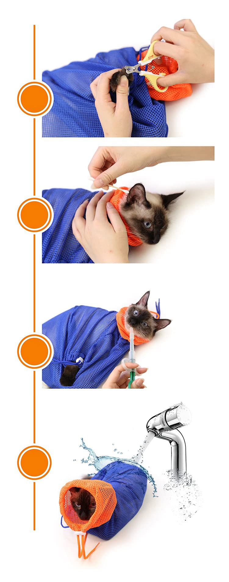 Cat Grooming Bag Puppy Dog Cleaning Polyester Soft Mesh Scratch & Biting Resisted for Bathing Injecting Examining Nail Trimming - PawsPlanet Australia
