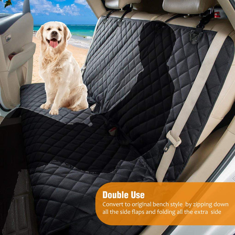 AMZPET Dog Car Seat Cover for Dogs, Waterproof with Door Protection, Durable Nonslip Scratch Proof Washable Pet Back Seat Cover. 3-in-1 Car Seat Protector, Boot Liner, Dog Travel Hammock for all Cars Black - PawsPlanet Australia