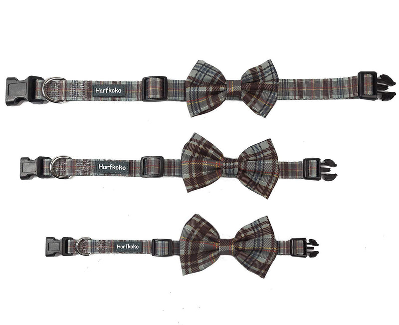 Pet Heroic Pet Dog Cat Collar with Grid Bow tie, Adjustable Plaid Pet Dogs Cats Comfortable Durable Bowtie Collars for Small Medium Large Dogs Cats in 3 Styles Coffee-plaid S - PawsPlanet Australia