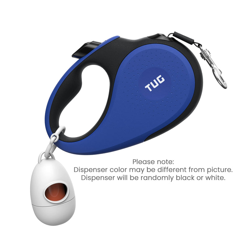 TUG 360° Tangle-Free Retractable Dog Leash with Anti-Slip Handle; Strong Nylon Tape/Ribbon; One-Handed Brake, Pause, Lock Small Blue - PawsPlanet Australia