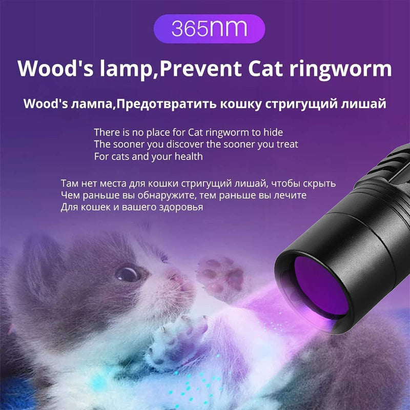 Wood's Lamp pet cat,5W 365nm cat Ringworm Detector Woods Black light FlashlightDoctor Pet Urine Detector,for Analyzing Skin Dog Cat Care Urine test … - PawsPlanet Australia