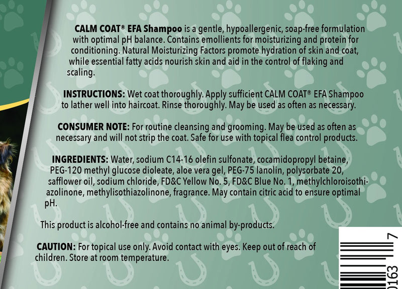 [Australia] - Calm Coat EFA Shampoo for Dogs Cats & Horses - Essential Fatty Acids Nourish & Moisturize - Hypoallergenic Soap Free & pH Balanced - Safe with Flea & Tick Topicals - 16 oz 