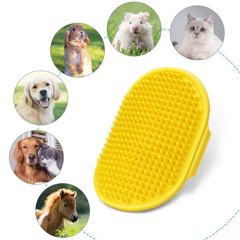 Dog Grooming Brush Pet Bath Brushes Pet Shampoo Bath Brush with Adjustable Strap Handle Rubber Shower Brush for Long Short Haired Dogs and Cats Blue+Yellow - PawsPlanet Australia