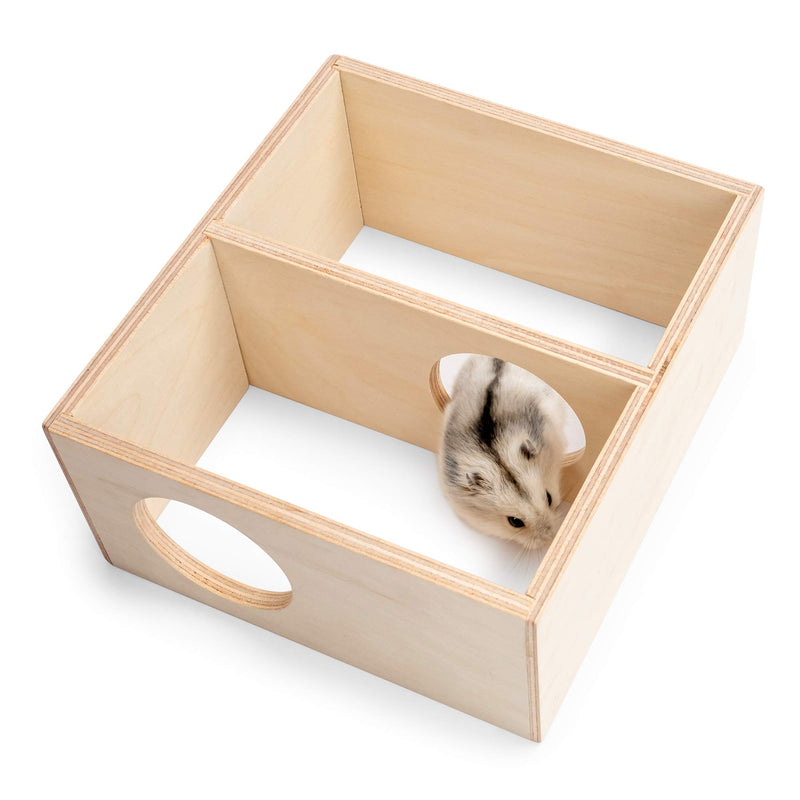 [Australia] - Niteangel Wooden Hamster 2-Chamber Hideout - 2-Room Woodland House for Hamster Mice Gerbils Mouse or Other Small Animals Small - for Dwarf Hamster 