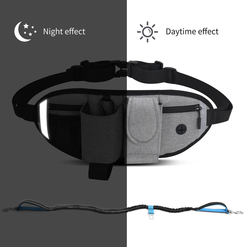 Clape Hands-Free Lead with Waterproof Belt Bag Hands Free Dog Leash Waist Jogging Lead for Dogs Multifunctional Sports Drinking Belt OT09-Gray - PawsPlanet Australia