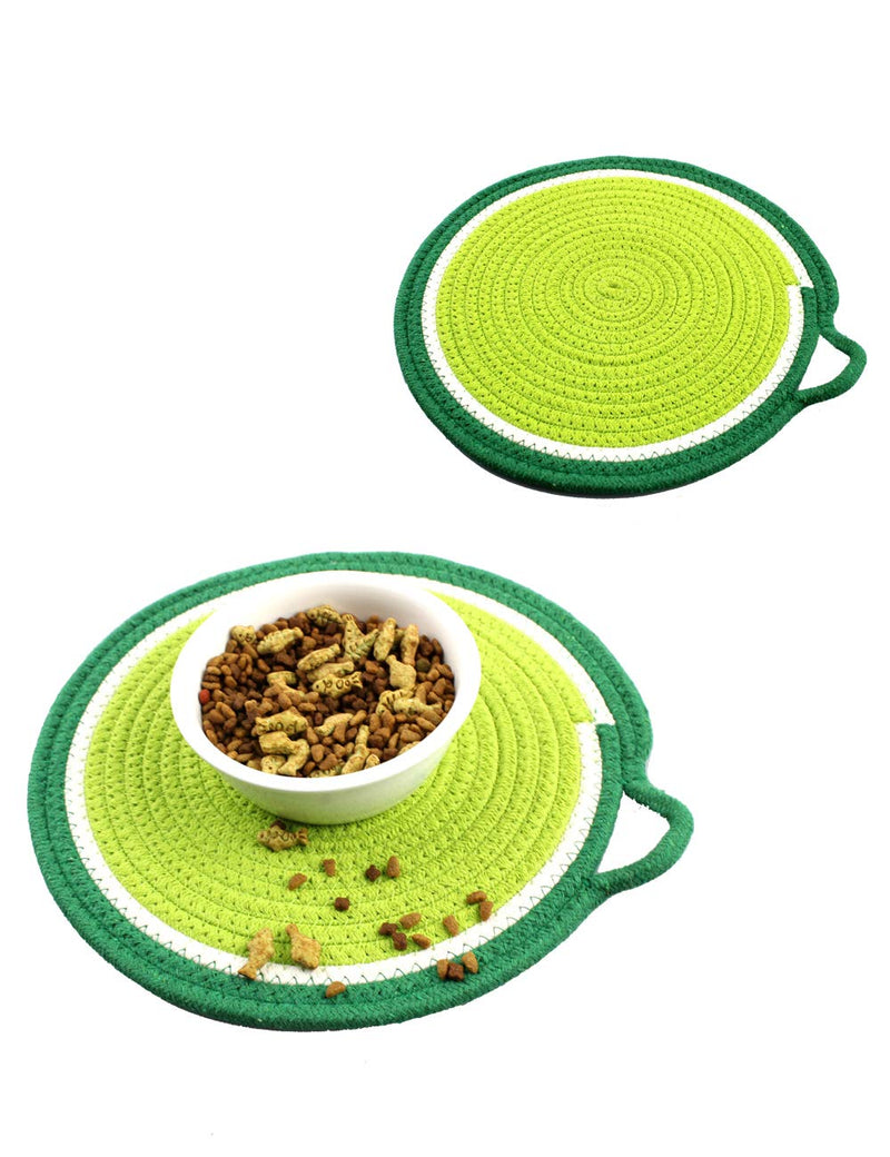 Ptlom Dog and Cat Medium and Small Placemat, Pet Food and Water Mat Suitable for Medium and Small Pets, Prevent Water and Food from Spilling, Cotton 12"*12" Kiwi - PawsPlanet Australia