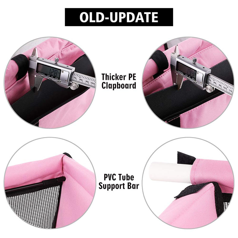 [Australia] - Petbobi Pet Reinforce Car Booster Seat for Dog Cat Portable and Breathable Bag with Seat Belt Dog Carrier Safety Stable for Travel with Clip on Leash and Storage Package Pink 