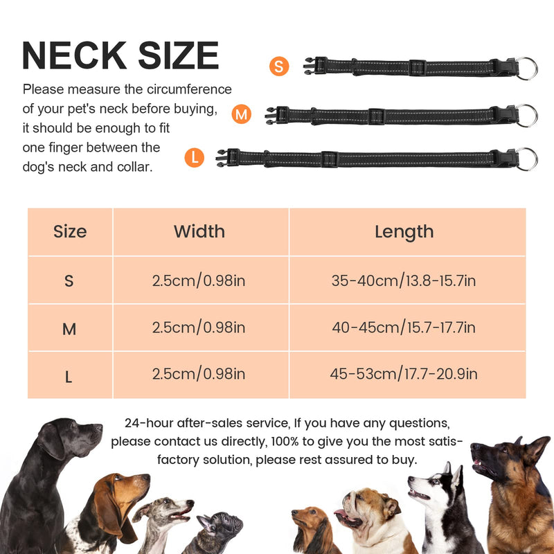 RUXAN Padded Dog Collar, Adjustable Basic Pet Collar with Reflective Strips, Soft Breathable Nylon Dog Collar (S, Red) S (w: 2.5cm, l: 35-40cm) - PawsPlanet Australia
