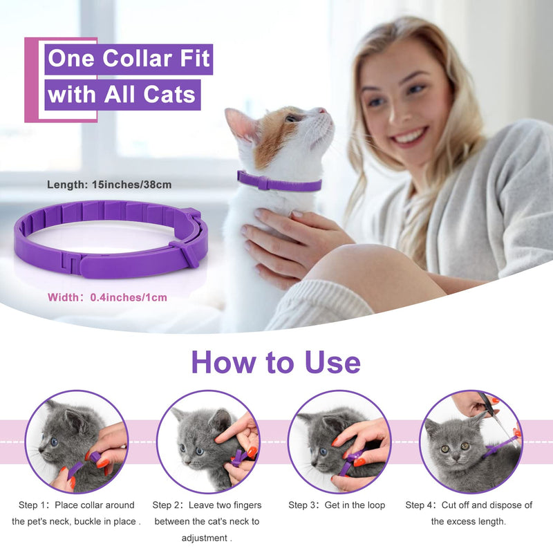 Anipaw Calming Collar for Cats 6 Pack Cat Calming Collar Relaxing Cat Pheromone Collar Adjustable Breakaway Design for Small Medium Large Cats Kitten Peeing Relieve Anxiety and Stress (Purple) Purple - PawsPlanet Australia