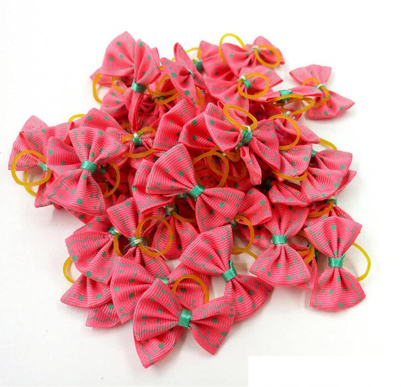 Snadulor 30 Pcs Cute Cat Dog Small Bowknot Hair Bows with Rubber Bands Handmade,Hair Accessories Bow Pet Grooming Products(3.9"x3.9"x0.8" inches) - PawsPlanet Australia
