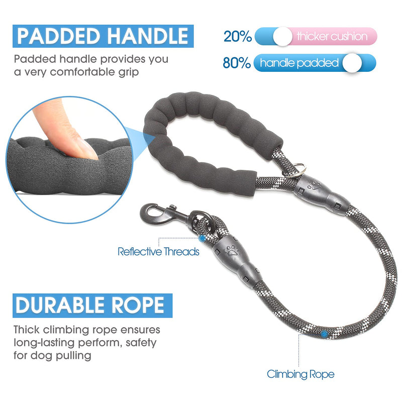 BAAPET 2/4/5/6 FT Strong Dog Leash with Comfortable Padded Handle and Highly Reflective Threads for Small Medium and Large Dogs 1/2'' x 2 FT (18~120 lbs.) Black - PawsPlanet Australia