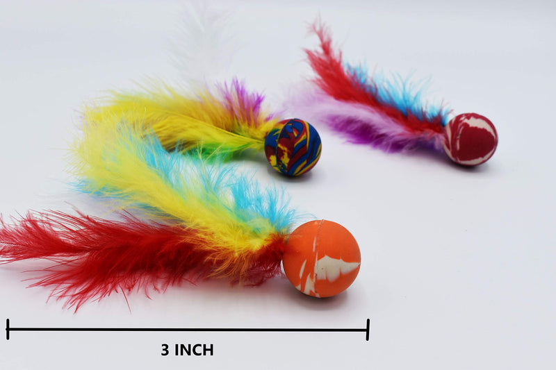 FINLAY'S Large Colorful Bouncy Feather Balls Interactive Cat Kitten Toy 3 Pack - PawsPlanet Australia