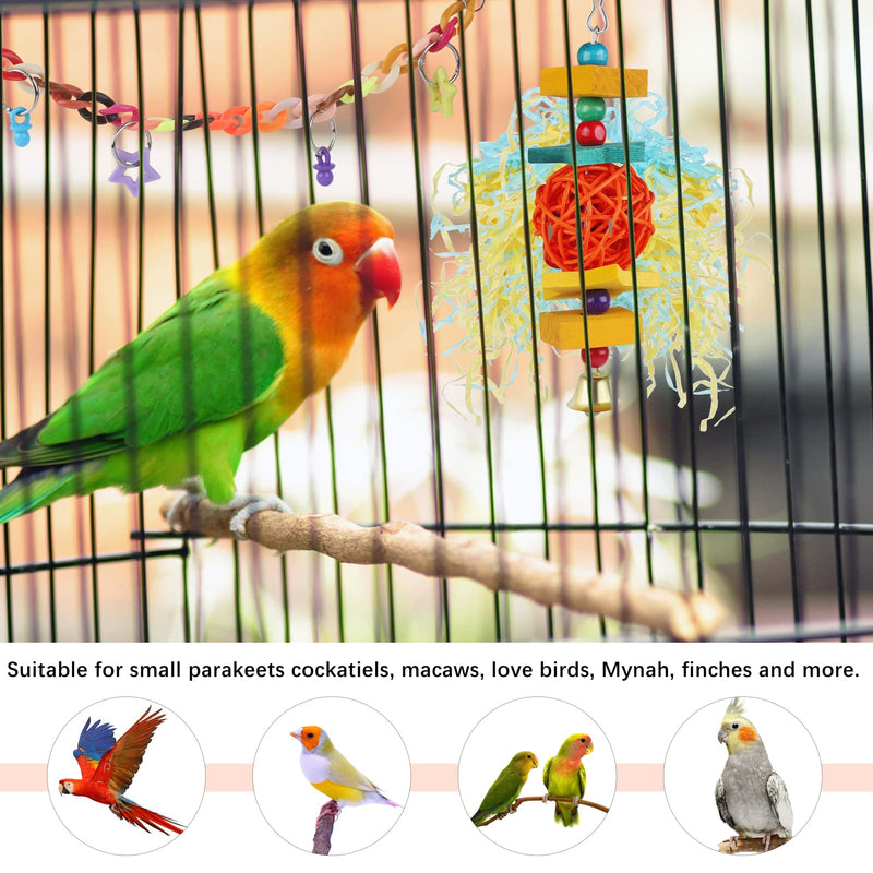 Tiibot 10 Pieces Bird Parakeet Toys Small Parrot Chewing Toys Parrot Cage Foraging Hanging Toys Bird Swing Bird Ladder for Parrots Lovebird Cockatiel Conure - PawsPlanet Australia