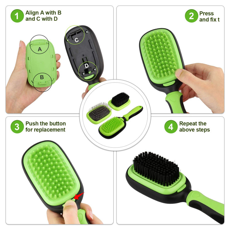 Dog Slicker Brush 5 in 1 Pet Grooming Comb Kit (Massage Brush, Pin Brush, Bristle Brush, Shedding Comb, Dematting Comb) for Dog Cat Hair Care with Pet Nail Clippers and Nail File - PawsPlanet Australia