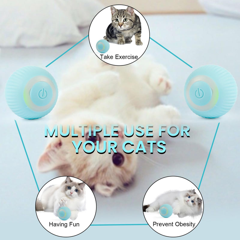 Weinlichkeit Interactive Cat Toy Ball, 360° Self-Rotating Electric Ball, Cat Ball with LED Light, USB Rechargeable Funny Balls Toy for Cats - PawsPlanet Australia