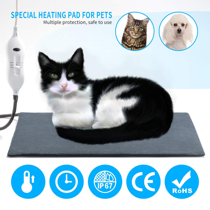 Boderrio Pet Heating Pad, Electric Heating Pad for Dogs and Cats Indoor Warming Mat with Auto Power Off 17.7*21.7inch - PawsPlanet Australia