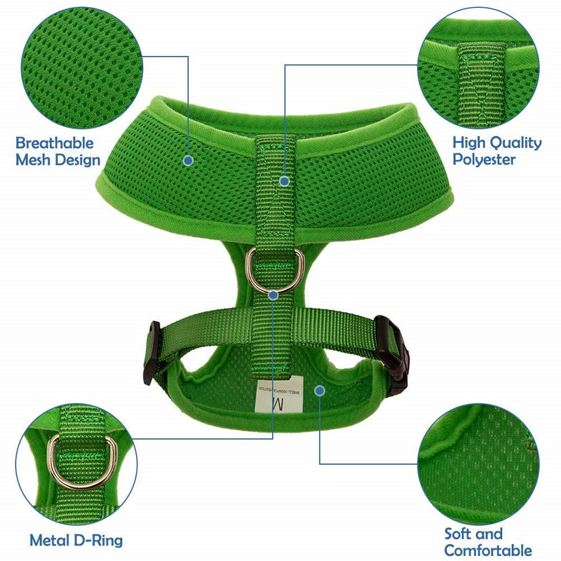 [Australia] - SCENEREAL Christmas Dog Harness Vest with Leash Set 2 Packs - Adjustable Soft Mesh Harnesses Snowman Elk Pattern Label Green Red M(Neck girth 14", Chest girth 14" - 18") 