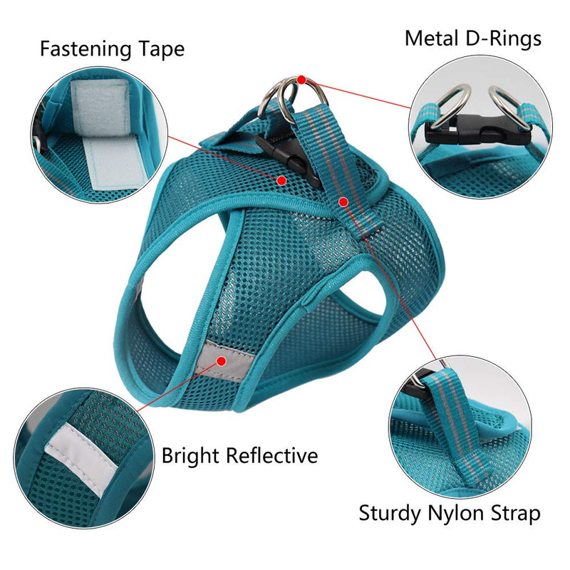 Diizeco Cat Harness and Leash Set for Walking Escape Proof Soft Mesh Cat Vest Harness with Reflective Strap Ultra Light Adjustable Kitten Collar Comfort Fit for Small Medium Large Cats M Turquoise - PawsPlanet Australia