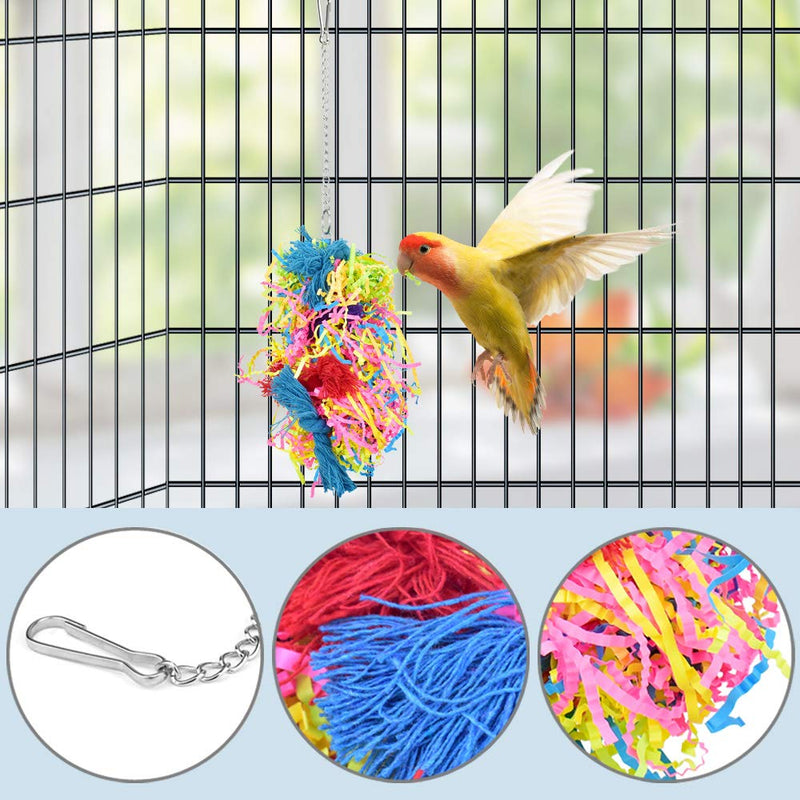 KATUMO 4 Pcs Bird Parrot Toys, Colorful Chewing Shredder Toys Shred Hanging Foraging Toys Bird Wood Perch Stand for Parakeet, Conure, Cockatiel, Mynah, Love Birds, Finch, Small & Medium Pet Birds - PawsPlanet Australia