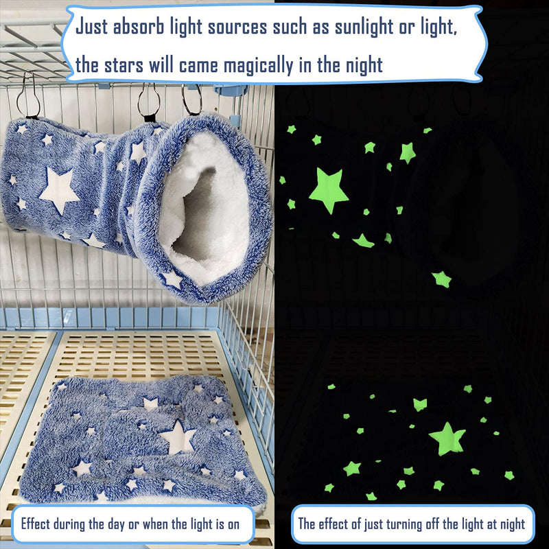 Noctilucent Luminous Guinea Pig Rat Hammock Bunkbed Hanging Tunnel and Soft Bed Mat for Ferret Hedgehog Squirrel Hideout Cage Accessories 5.Tunnel Hammock - PawsPlanet Australia